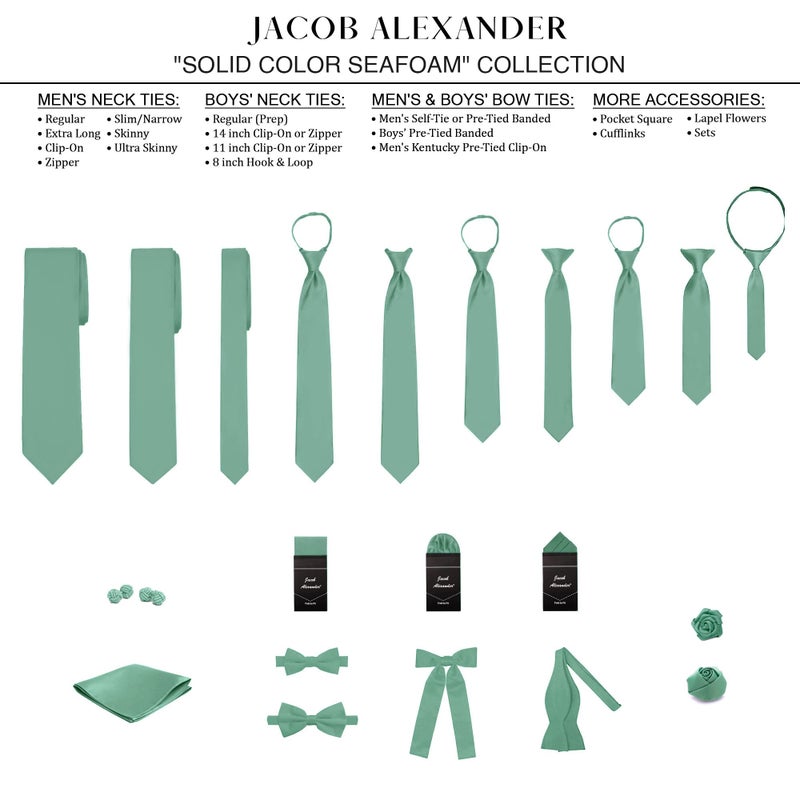 Jacob Alexander Men's Slim Width 2.75" Solid Color Tie - Seafoam - Image 5